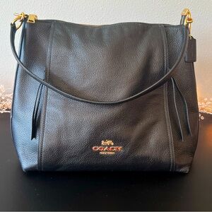 Coach Black Leather Marlin Hobo Shoulder Bag Purse with Gold Accents *Like New